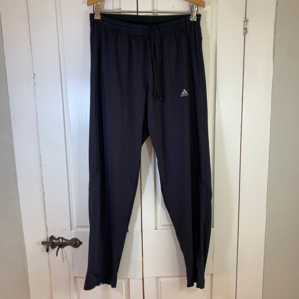Adidas Climalite Men L Track Pants‎ Black Ankle Zip Joggers Blokecore Athletic
